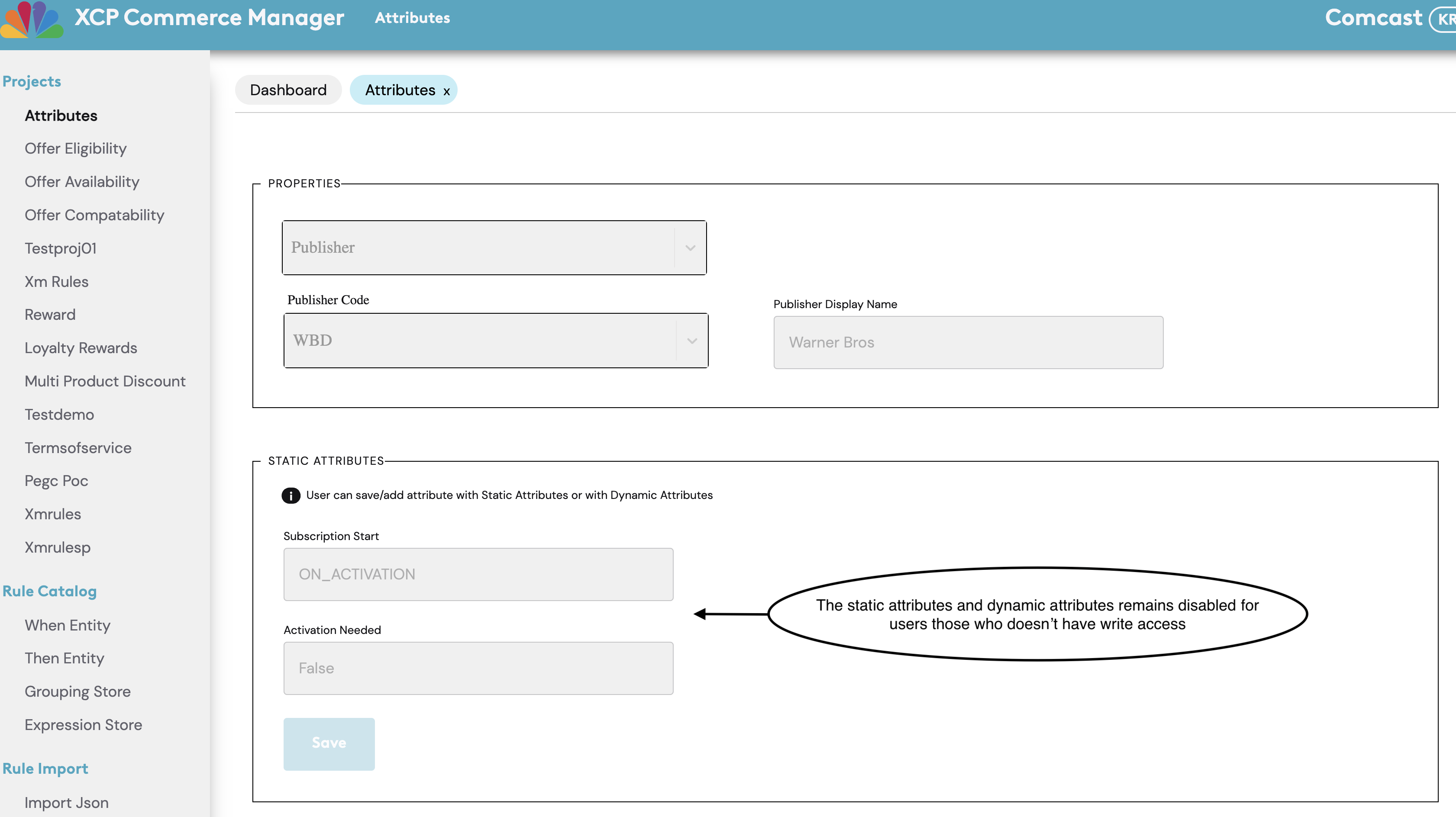 Attributes Read mode