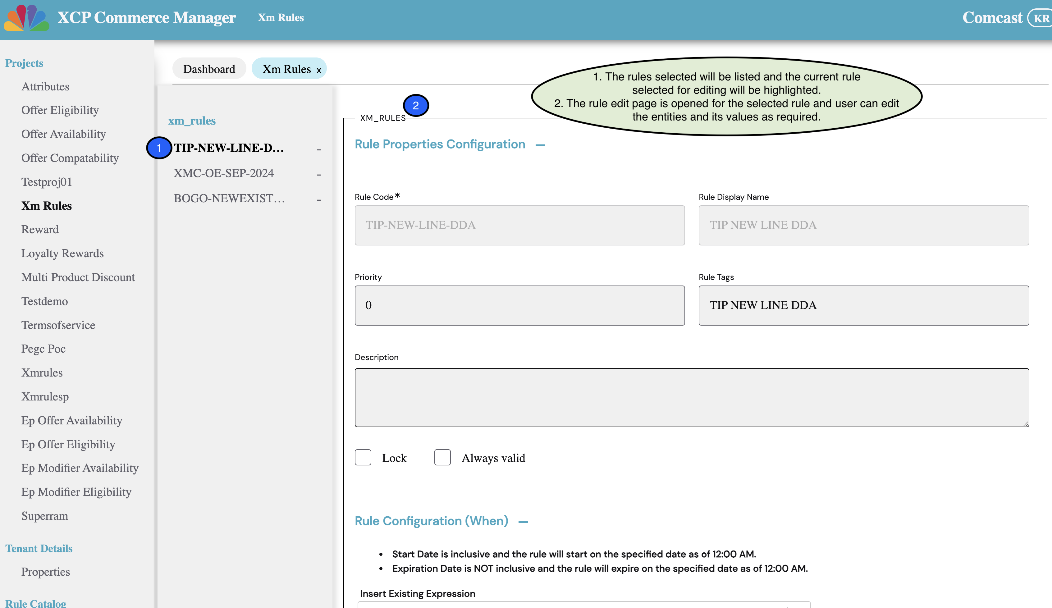 Rule Dashboard Page
