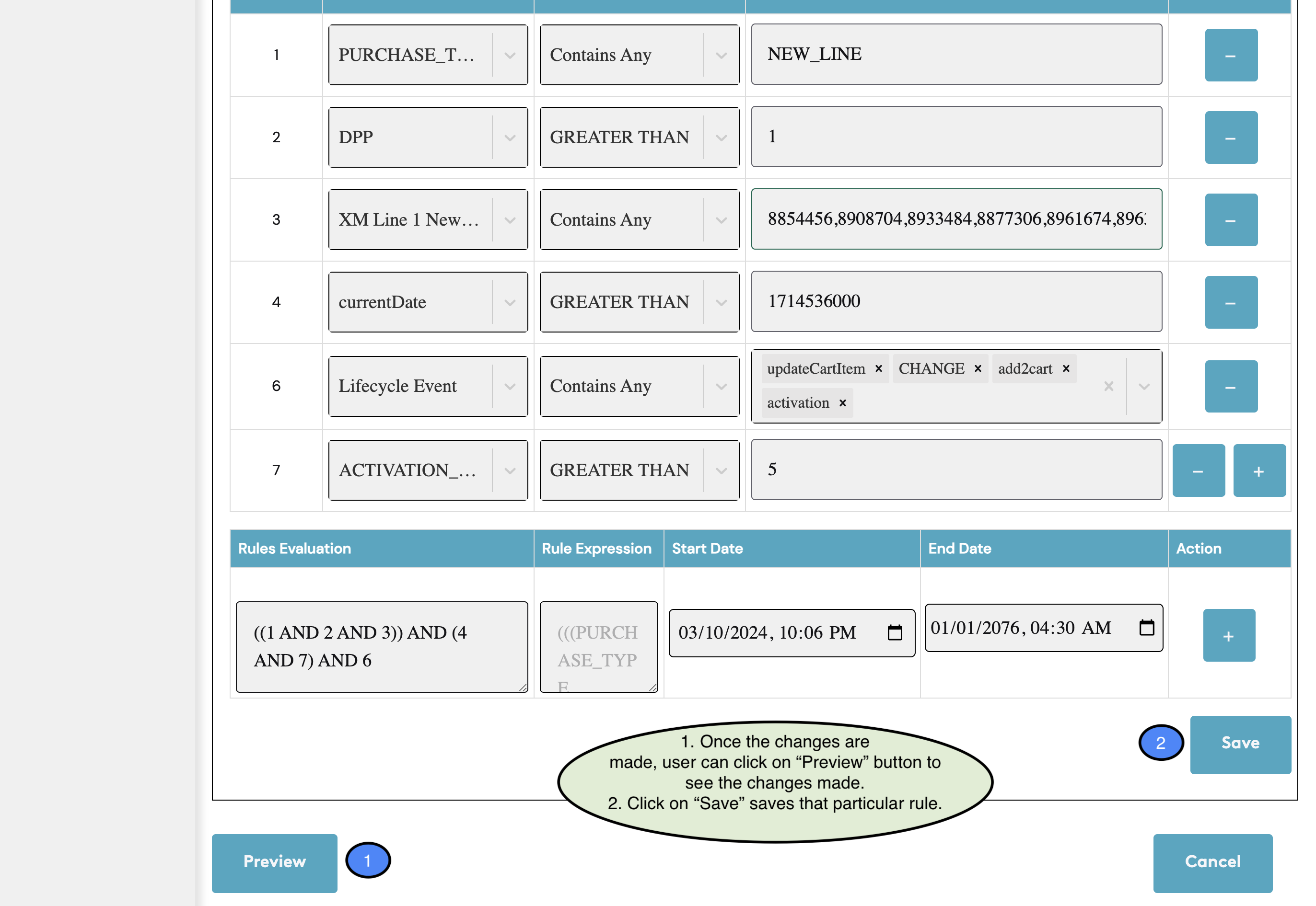 Rule Dashboard Page