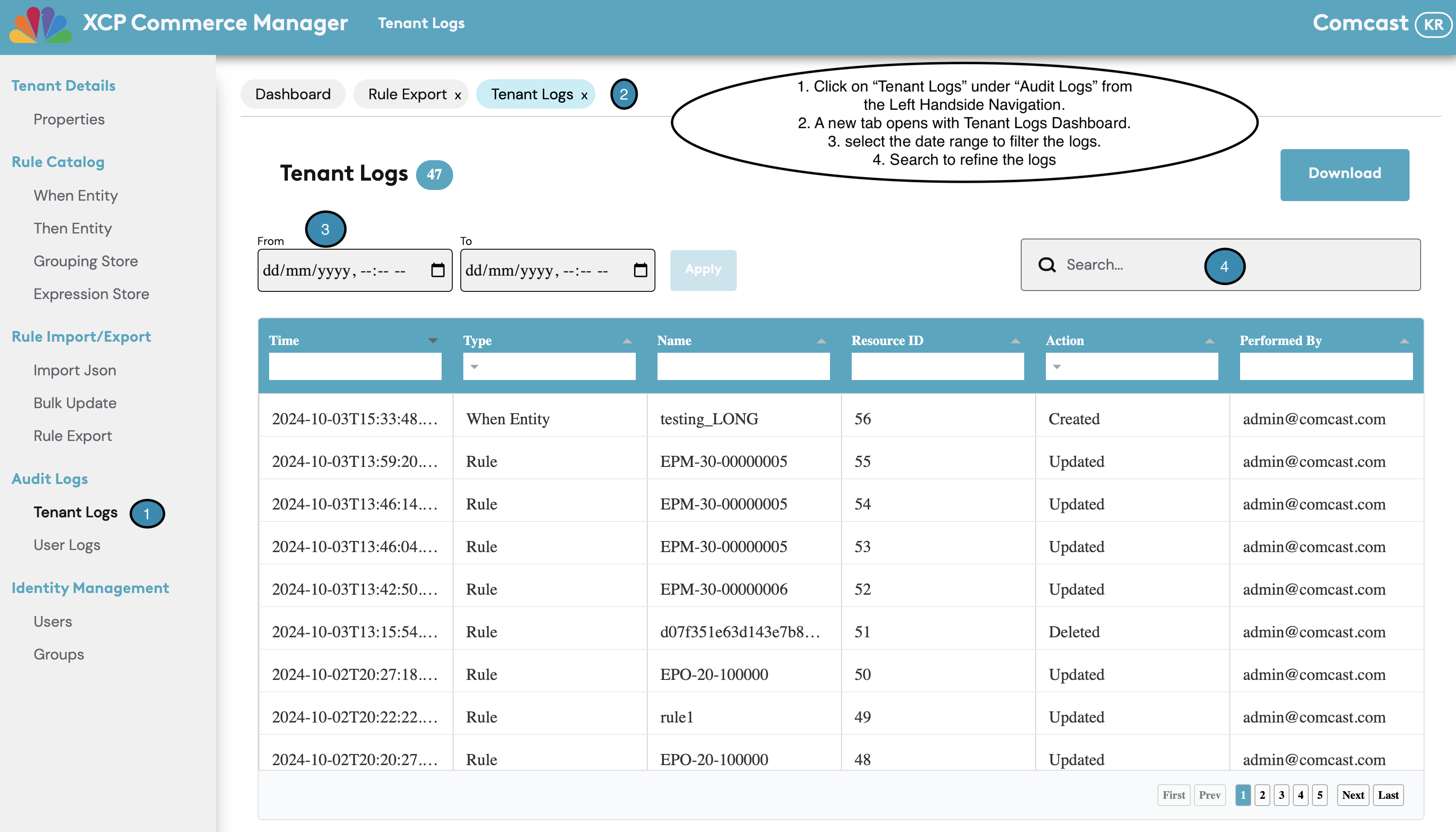Tenant Logs