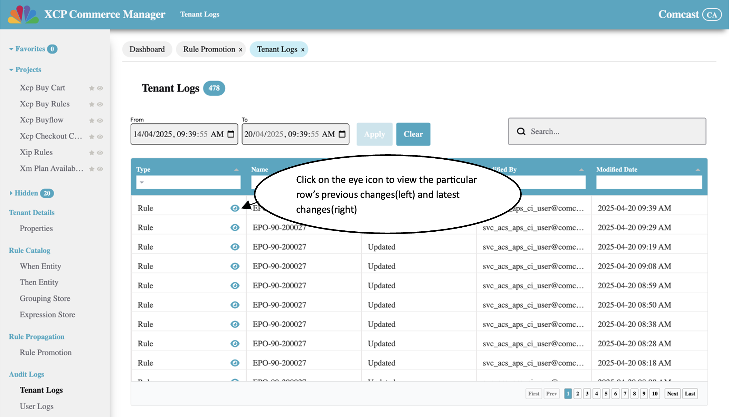 Tenant Logs